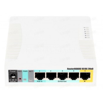 Роутер Mikrotik RB951UI-2HND 2,4 ГГц ретранслятор, повторитель 600 МГц, 128 МБ 2*2,5 дБи  30 дБм (1 Вт!) USB POE 300 Мбит/с RouterOS Level4