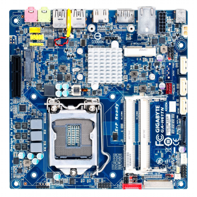 Материнська плата S-1155 GIGABYTE GA-H61TN Socket 1155, Intel H61 B3,  SO DDR3-1600(OC), 1Gb Lan, by CPU model, no RAID, mITX, BOX GAH61TN