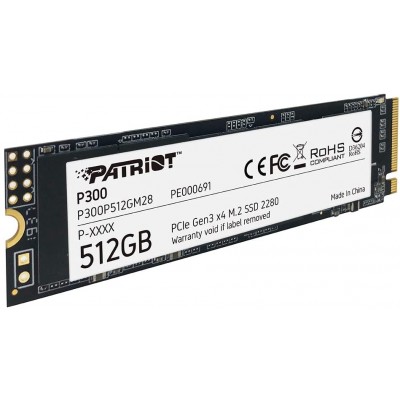 SSD M.2 2280 512GB Patriot (P300P512GM28) 3D TLC NAND, PCI-E 3.0 (x4), 1700 Mb/s, 1200 Mb/s, 80 x 22 x 3.58 мм, 9 г
