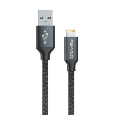 Кабель USB 1.0m  ColorWay USB-Lihgtning, 1м Black (CW-CBUL004-BK)