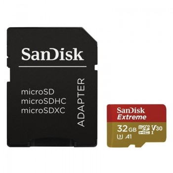 Карта пам'яті SanDisk 32GB microSDHC V30 A1 UHS-I U3 R100/W60MB/s 4K Extreme + SD (SDSQXAF-032G-GN6MA)