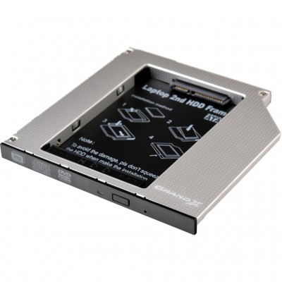 Перехідник Grand-X (HDC-24) подключения HDD2.5'' 9,5мм в отсек привода ноутбука, SATA/mSATA 