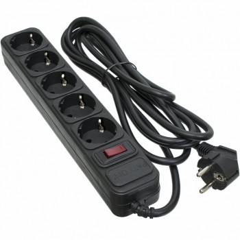 Фільтр живлення 3м PATRON 3.0 m3*1.5mm2 (SP-1653) 5 розеток BLACK (EXT-PN-SP-1653)