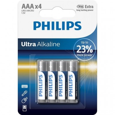 Батарейка AAA PHILIPS ULTRA Alkaline LR03 4шт./уп. LR03E4B/10