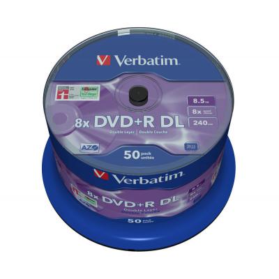 Диск DVD+R Verbatim 8.5Gb 8X CakeBox 50 шт MATT SILVER SURFACE (43758) 43758