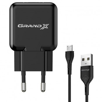 Зарядний пристрій Grand-X CH-03UMB (5V/2,1A + DC cable Micro USB) Black