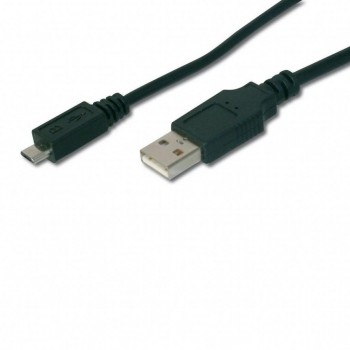 Кабель USB 2.0 (AM/microB) DIGITUS 0.9м, Black/Черный, bulk AK300110010S