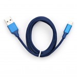 Кабель USB 2.0 AM to Lightning nylon 1m blue Vinga (VCPDCLNB21B)