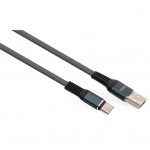 Кабель USB 2.0 AM to Type-C 1m flat nylon gray Vinga (VCPDCTCFNB1GR)