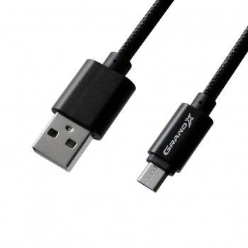 Кабель USB Micro 1,0 м Grand-X USB - Micro USB, Cu, 2.1A, Black (FM01BB)