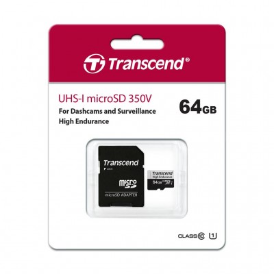 Карта пам'яті TRANSCEND microSDHC 350V 64GB High Endurance (85TB) (TS64GUSD350V)
