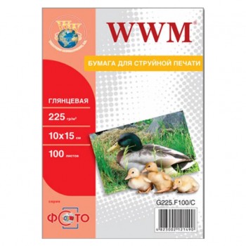 Фотобумага WWM, глянцевая 225g, 100х150  мм, 100 л (G225.F100 )
