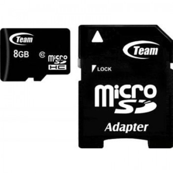Карта пам'яті MicroSDHC(class 10)  8Gb Team c SD адаптером (TUSDH8GCL1003)