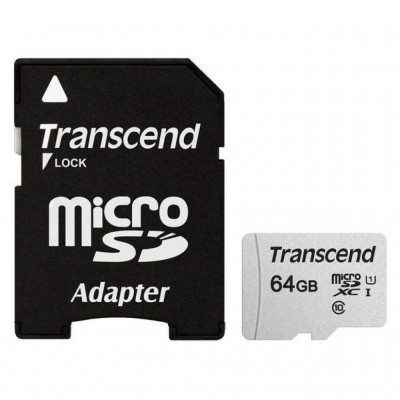 Карта пам'яті TRANSCEND microSDXC 300S 64GB UHS-I U1 + ad (TS64GUSD300S-A)