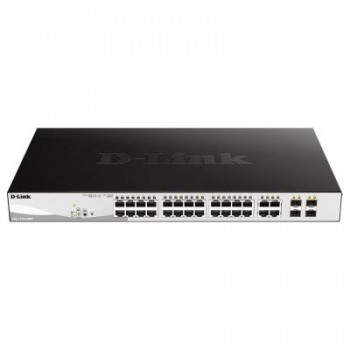 Комутатор D-Link DGS-1210-28MP 24x1GE PoE, 4xSFP 1G, PoE бюджет 370W, Smart
