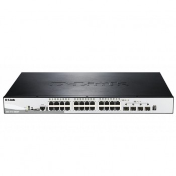 Комутатор D-Link DGS-1210-28XMP 24x1GE PoE, 4xSFP+ 10G, Стекируемый, SmartPro
