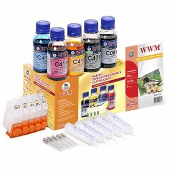Комплект перезаправних картриджів CANON  WWM IP3300/ 4200/ 5300/ MP500/ 830 (RC.CLI-8ARC) +chip RC.CLI8ARC