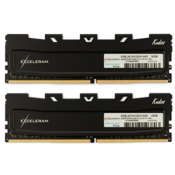 Пам'ять DDR4 16GB (2x8GB) 3200 MHz Kudos Black eXceleram (EKBLACK4163216AD)