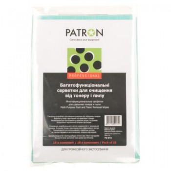 Салфетки  PATRON Multi-Purpose Dust and Toner Removal Wipes, 10psc (F5-015) F5015
