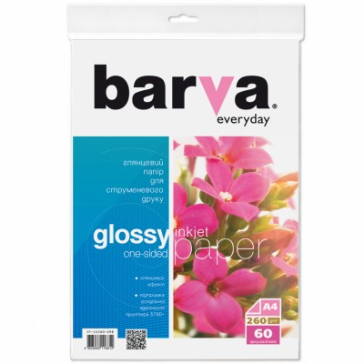 Фотобумага BARVA A4 Everyday Glossy 260г 60с (IP-CE260-298)