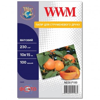 Фотобумага WWM, матовая 230g, 10x15*100 M230.F100