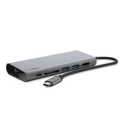 USB-хаб Belkin USB-C PD, Travel Hub, USB-C, 2/USB 3.0, HDMI,Gigab (F4U092BTSGY)