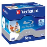 Диск BD-R Verbatim 25Gb 6x Jewel 10шт Printable (43713)  43713