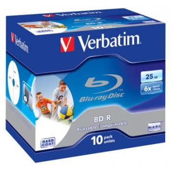 Диск BD-R Verbatim 25Gb 6x Jewel 10шт Printable (43713)  43713