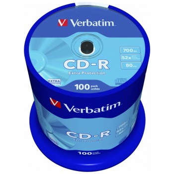Диск CD-R Verbatim 700Mb 52x Cake box 100шт Extra (43411)