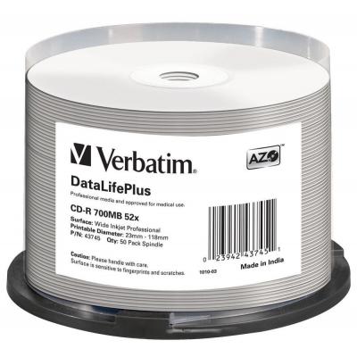 Диск CD-R Verbatim 700Mb 52x Cake box Printable (43745) 50 шт 43745