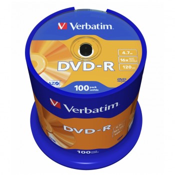 Диск DVD-R Verbatim 4.7Gb 16X CakeBox 100шт (43549)