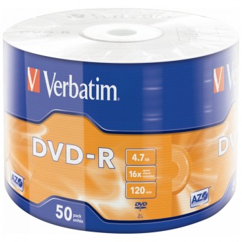 Диск DVD-R Verbatim 4.7Gb 16X Wrap-box 50шт AZO MATT SILVER (43785)