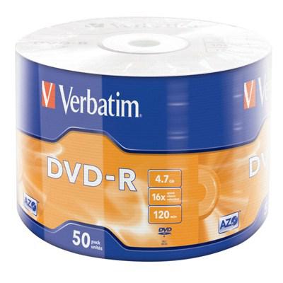 Диск DVD-R Verbatim 4.7Gb 16X Wrap-box 50шт AZO MATT SILVER (43785)