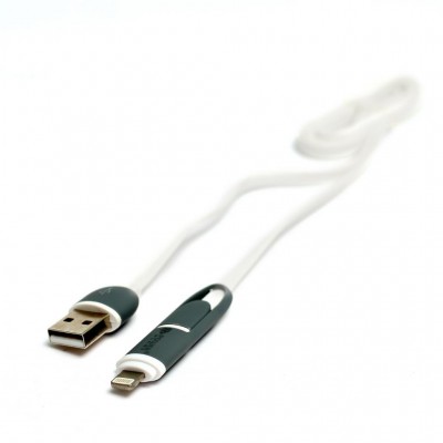 Кабель PowerPlant Quick Charge 2A 2-в-1 flat USB 2.0 AM – Lightning/Micro 1м (KD00AS1292)