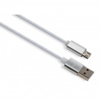 Кабель USB 2.0 AM to Micro 5P 1m LED silver Vinga (VCPDCMLED1S) 2.4 А
