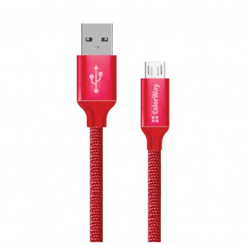 Кабель USB 2.0 AM to Micro 5P 2.0m ColorWay (2.4А), 2м Red (CW-CBUM009-RD)