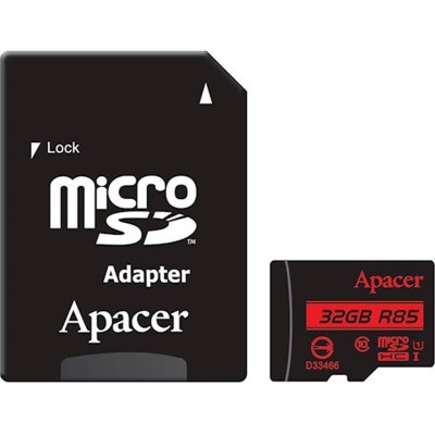 Карта пам'яті APACER microSDHC 32GB UHS-I U1+adapter (R85MB/s) (AP32GMCSH10U5-R)