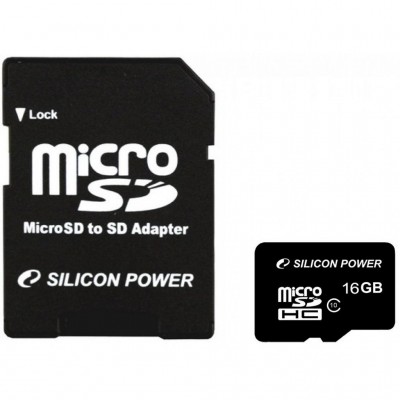 Карта пам'яті MicroSDHC(Class 10) 16Gb Silicon Power with adapter SP016GBSTH010V10SP