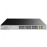 Комутатор D-Link DGS-1026MP 24x1GE c PoE, 2x1GE/SFP PoE 802.3af/at 370Вт, Неуправляемый