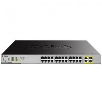 Комутатор D-Link DGS-1026MP 24x1GE c PoE, 2x1GE/SFP PoE 802.3af/at 370Вт, Неуправляемый