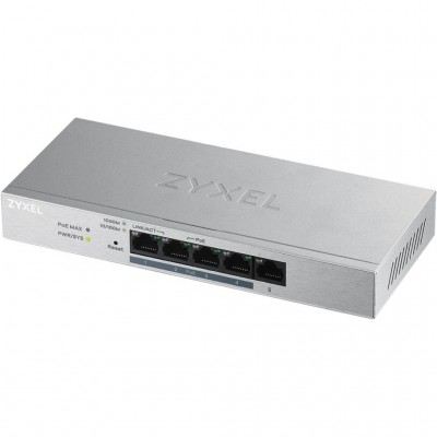 Комутатор ZYXEL GS1200-5HP v2 (1xGE, 4хGE PoE, max 60W, металл, настольный, бесшумный, WebSmart)