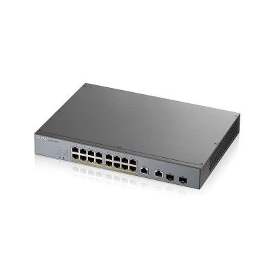 Комутатор ZYXEL GS1350-18HP (16xGE PoE, L2, 2xRJ-45/SFP, PoE 250W, металл)