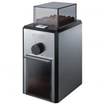 Кофемолка Delonghi KG 89 Кофемолка Delonghi KG 89 (жорнова , кнопка включення/виключення, вибір об'єма чашки, прозора верхня кришка, змінний і прозорий контейнер (120г),  110Вт, 220-240В/50-60Гц, 13*16*26см/1,7кг, пластмасовий корпусз елементами із нержав