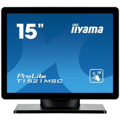 Монітор iiyama T1521MSC-B1 ; 15', TN, 1024 х 768, глянцевое, 4:3, USB, VGA, 2 х 2 Вт, 75х75 мм, 8мс, 0.297, черный