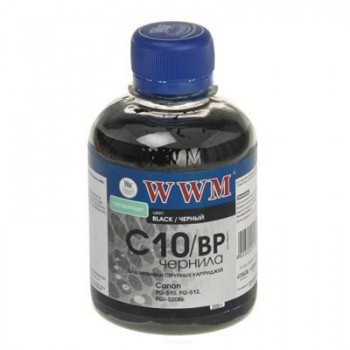 Чернила CANON WWM C10/BP  PG510/512/PGI520 Black Pigmented 200мл  G220731 PIXMA iP2700, iP3600, iP4600, iP4700, iP4840, MG5140, MG5240, MG6140, MG8140, MP240, MP250, MP260, MP270, MP272, MP280, MP490, MP492, MP495, MP540, MP550, MP560, MP620, MP630, MP640