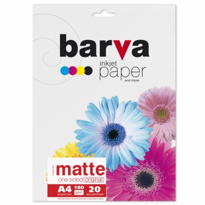 Фотобумага BARVA A4 180 g/m2, matt, 20арк (A180-203)