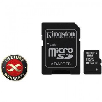 Карта пам'яті MicroSDHC(Class  4)  8Gb Kingston +SDадаптер(SDC4/8GB)