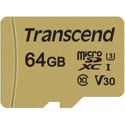 Карта пам'яті TRANSCEND microSDXC 500S 64GB UHS-I U3 + ad (TS64GUSD500S)