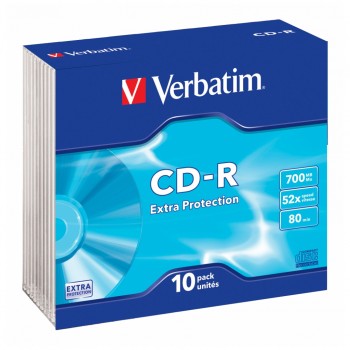 Диск CD-R Verbatim 700Mb 52x SlimCase 10 Extra (43415)