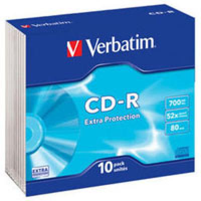 Диск CD-R Verbatim 700Mb 52x SlimCase 10 Extra (43415)